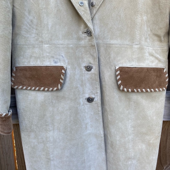 Margaret Godfrey Cream & Tan Leather Western Coat - Picture 3 of 12